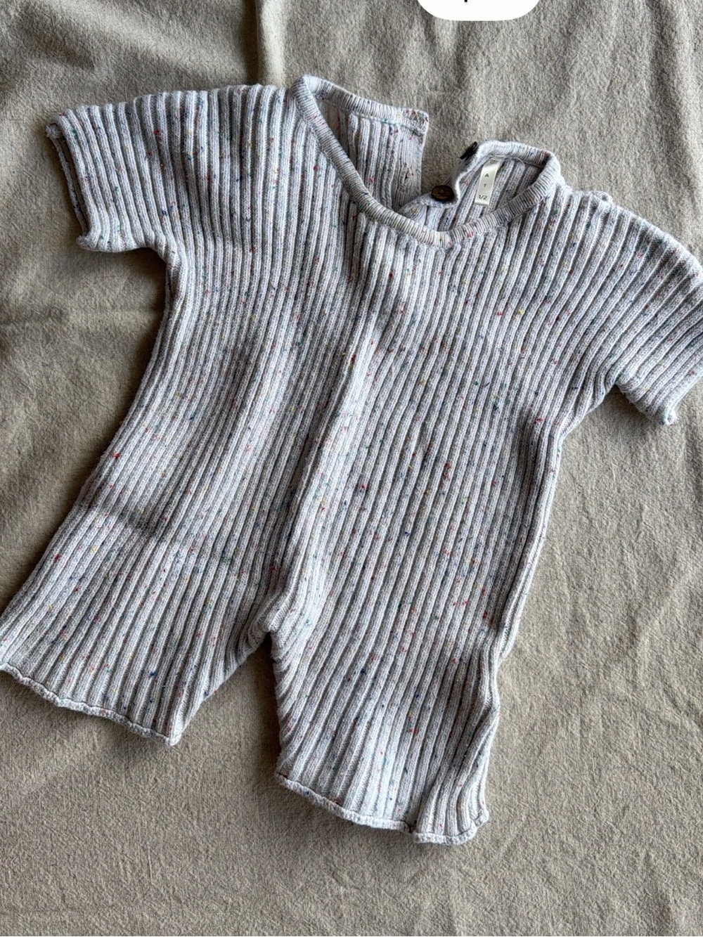 Unbranded Kids Ribbed Short Sleeve Romper in Light Gray Speckle